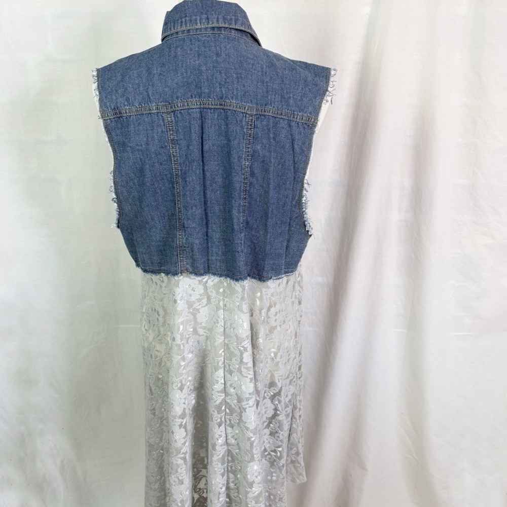 Origami Denim Top with Grey Lace Duster Vest M/L NEW NWT - Picture 5 of 8
